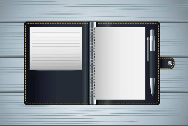 Notebook agend μαύρο εικονίδιο mockup — Διανυσματικό Αρχείο