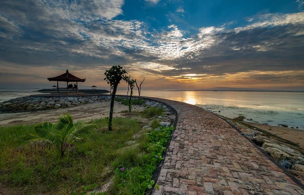 Hermosa Mañana Playa Bali Con Una Pequeña Casa Campo Para — Foto de Stock