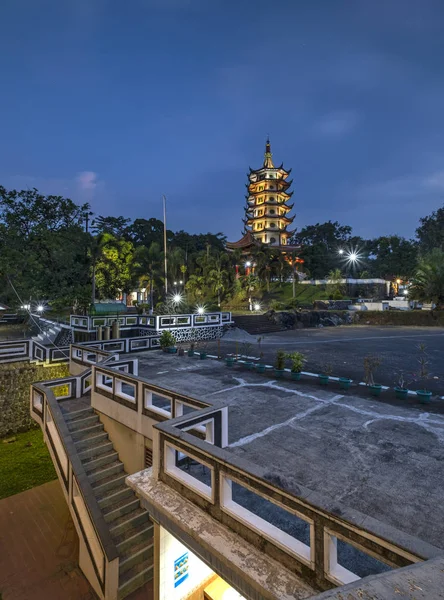 Increíble Puesta Sol Pagoda Más Alta Java Central —  Fotos de Stock