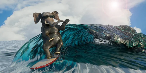 Ilustração Elefante Navegar Mar Como Símbolo Recreação Esporte — Fotografia de Stock