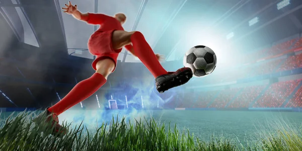 Illustration Soccer Concept Soccer Player Kicking Ball — Stock Photo, Image