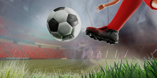 Illustration Soccer Concept Soccer Player Kicking Ball — Stock Photo, Image