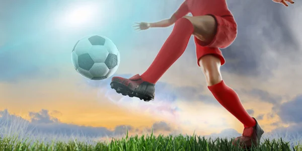 Illustration Soccer Concept Soccer Player Kicking Ball — Stock Photo, Image