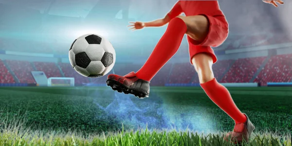 Illustration Soccer Concept Soccer Player Kicking Ball — Stock Photo, Image