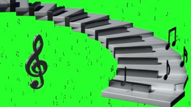 müzik arka plan ile müzik anahtar ve notlar yeşil arka plan üzerinde 3d render