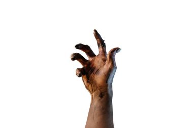 zombie hand sticking out on white background clipart