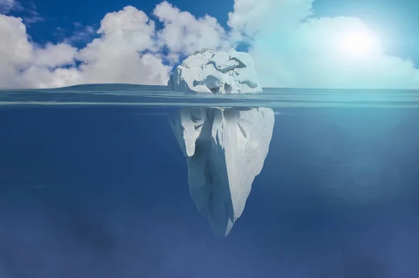 3D Illustration of iceberg under water