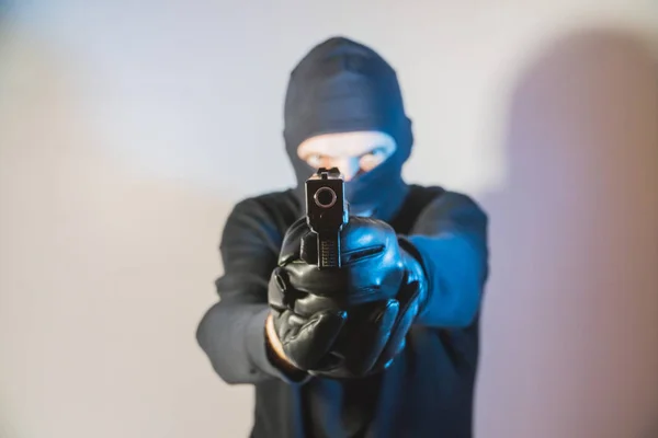 Krimineller Terrorist Der Dieb Der Räuber Mit Waffen — Stockfoto