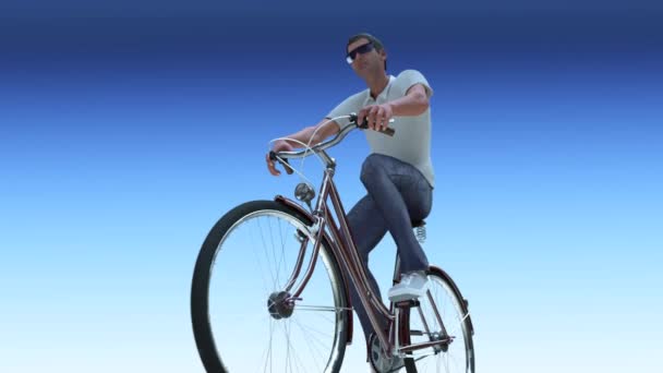 Man Bicycle Render — Stock Video