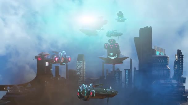 梦幻般的环境未来的梦幻之城3D — 图库视频影像