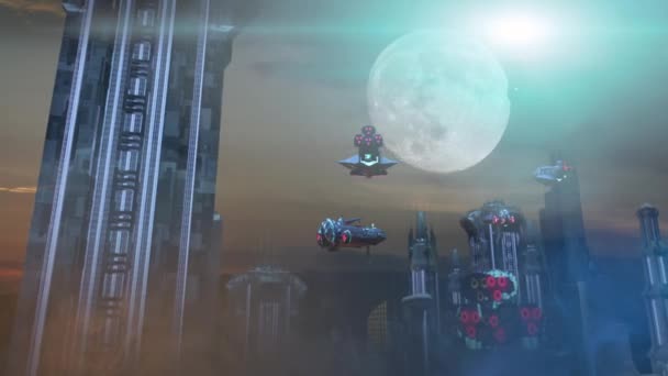 Environnements fantastiques futuriste ville fantastique du futur rendu 3D 