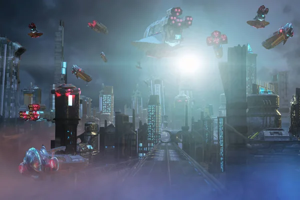 Fantastic Environments futuristic fantastic city of the future 3d render