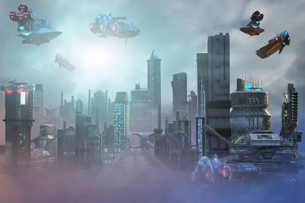 Fantastic Environments futuristic fantastic city of the future 3d render
