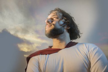 İsa Mesih portre hafif bir arka plan üzerinde