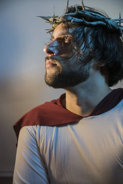 Jesucristo Con Corona Espinas Retrato — Foto de Stock