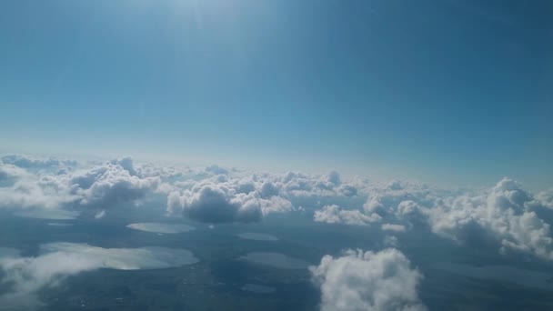 Moln Blå Himmel Bakgrund Skjuta Från Luften — Stockvideo