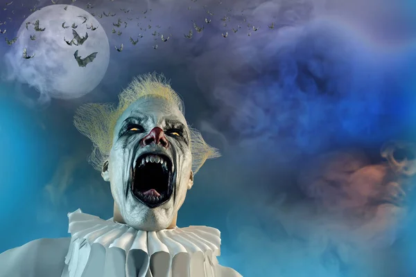 Illustratie Van Enge Clown Halloween Achtergrond — Stockfoto