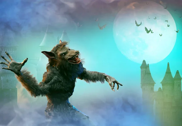 Werwolf Auf Halloween Hintergrund Render — Stockfoto