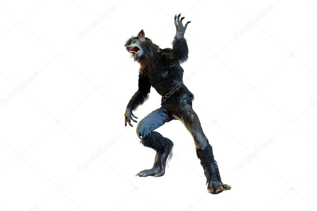 3D Illustration of a werewolf on Halloween background