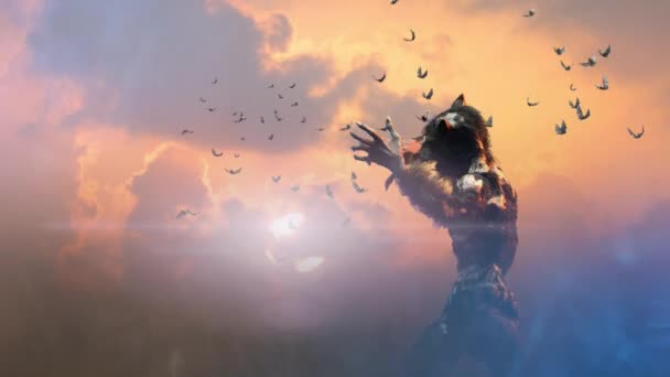 loup-garou sur fond Halloween rendu 3D 