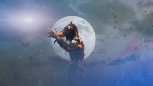 loup-garou sur fond Halloween rendu 3D 