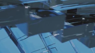 kendi ekseni üzerinde iplik minimalist parlayan koyu mavi cam İnşaat