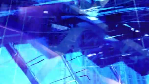 ミニマルな輝く紫のガラス工事軸方向の回転 — ストック動画