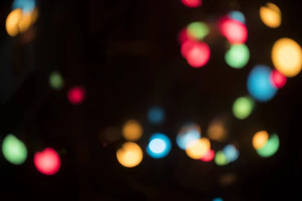 Luzes Natal Bokeh Coloridas Bonitas Fundo Preto — Fotografia de Stock