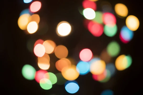 Luzes Natal Bokeh Multicoloridas Fundo Preto — Fotografia de Stock