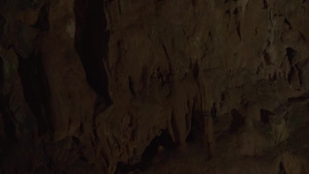 Gros Plan Ancienne Grotte Avec Des Stalactites — Video