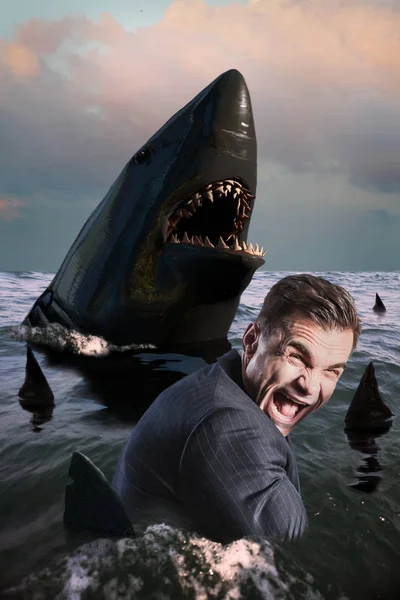Businessman Sharks Concept Background — Stock Photo, Image