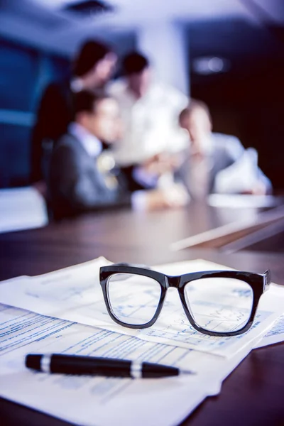 Blurred Silhouettes Business People Talking Work Office — Stock Photo, Image