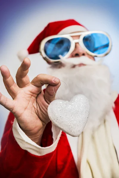 Roztomilý Bokovky Santa Claus Bílém Pozadí Nový Rok Vánoce Oslava — Stock fotografie