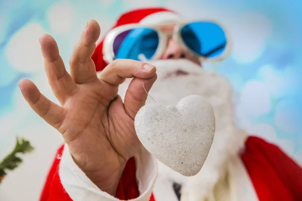 Roztomilý Bokovky Santa Claus Bílém Pozadí Nový Rok Vánoce Oslava — Stock fotografie