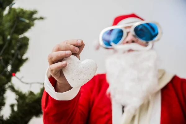 Roztomilý Bokovky Santa Claus Bílém Pozadí Nový Rok Vánoce Oslava — Stock fotografie