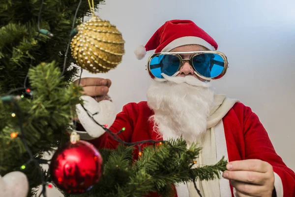 Bonito Hipster Papai Noel Fundo Branco Ano Novo Conceito Celebração — Fotografia de Stock