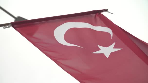 Τουρκία Σημαία Επάνω Ελαφρύς Υπόβαθρο — Αρχείο Βίντεο