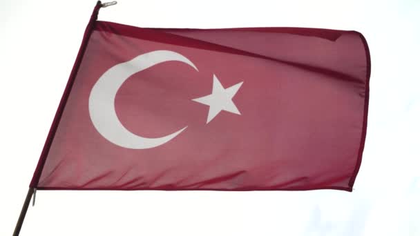 Vlag Van Turkije Een Lichte Achtergrond — Stockvideo