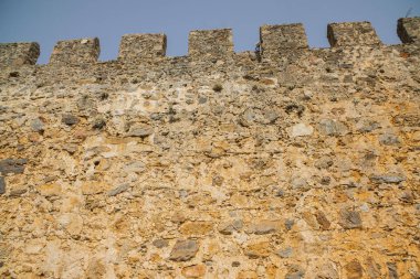 Eski bej taş duvar arka plan doku yakın çekim