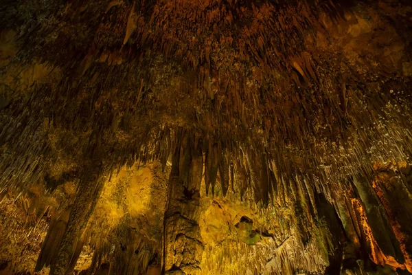 Close Ancient Old Cave Stalactites — Stock Photo, Image