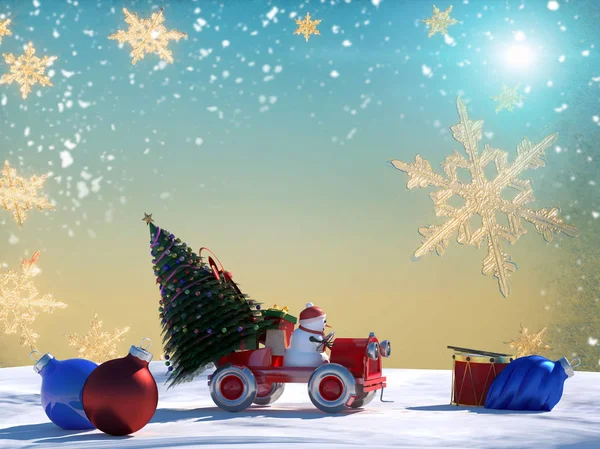 Kleurrijke Kerstversiering Met Sneeuwpop Kerstballen — Stockfoto