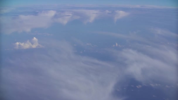 Aerial View Moving Fluffy Clouds Sky — Stock Video