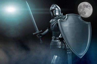 Şövalye zırh kılıç elinde 3d ile render