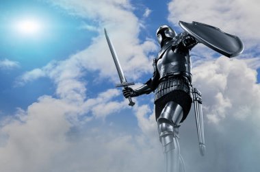Şövalye zırh kılıç elinde 3d ile render