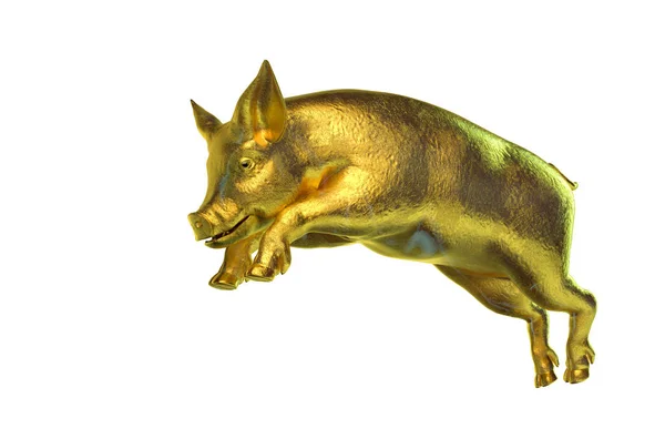 New Year Gold Pig Render — Stock Photo, Image