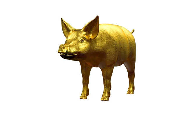 New Year Gold Pig Render — Stock Photo, Image