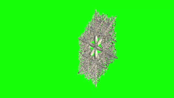 Silver Snowflake Moving Green Background — Stock Video