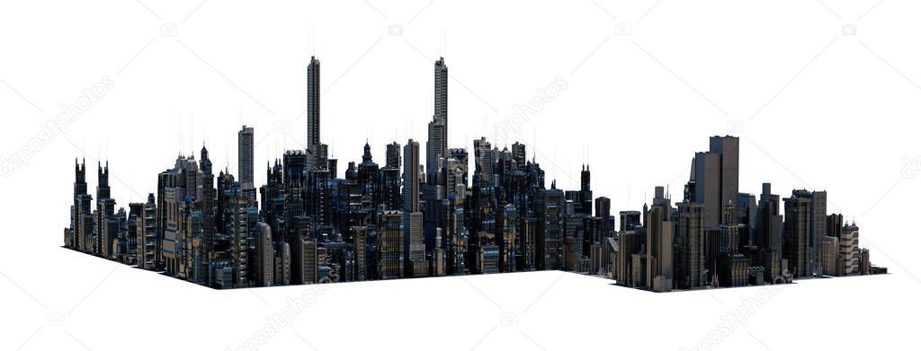 3D city model, architecture and buildings concept