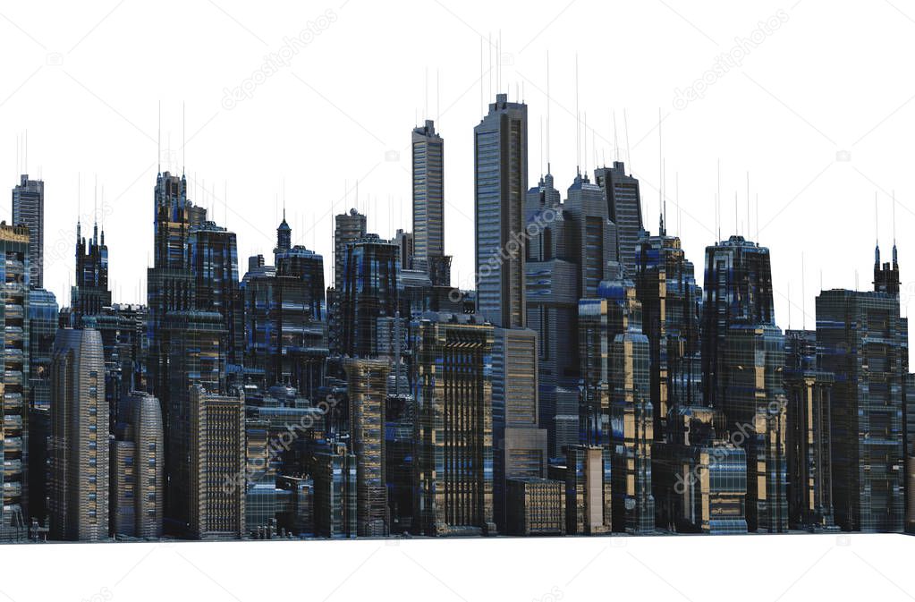 3D city model, architecture and buildings concept