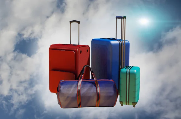 travel bags with Luggage as a symbol of travel and tourism concept 3d render